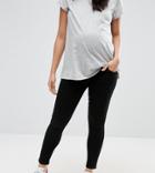 Asos Maternity Petite Ridley Skinny Jeans In Clean Black With Over The Bump Waistband - Black