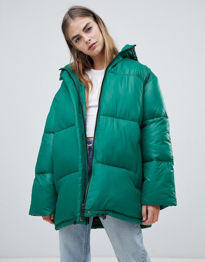 Asos Design Boyfriend Puffer - Green