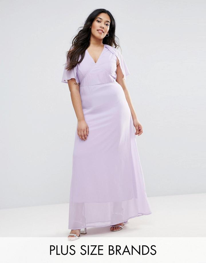 Club L Plus Maxi Dress With Cape Back - Purple