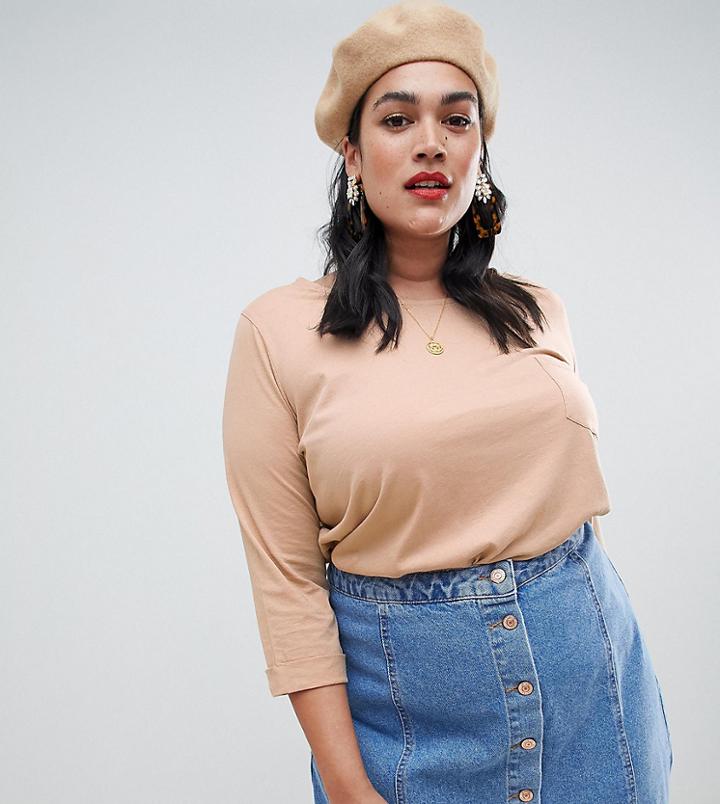 New Look Curve Slouchy Pocket Tee - Cream