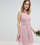Tfnc Petite Embellished Midi Bridesmaid Dress With Full Prom Skirt - Pink