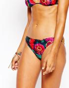 Missguided Neon Floral Bikini Bottom - Multi