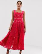 Bronx & Banco Britney Lace Midi Dress-pink