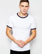 G-star T-shirt Ramic Crewneck Ringer In White And Blue