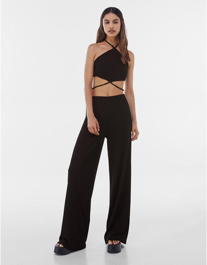 Bershka Cut-out Detail Jumpsuit In Black