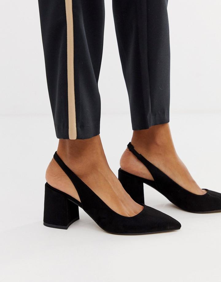Asos Design Samson Slingback Mid Heels - Black