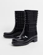 Asos Design Grateful Studded Wellie Boots In Black