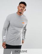 Ellesse Muscle Fit Long Sleeve T-shirt With Sleeve Print In Gray - Gray