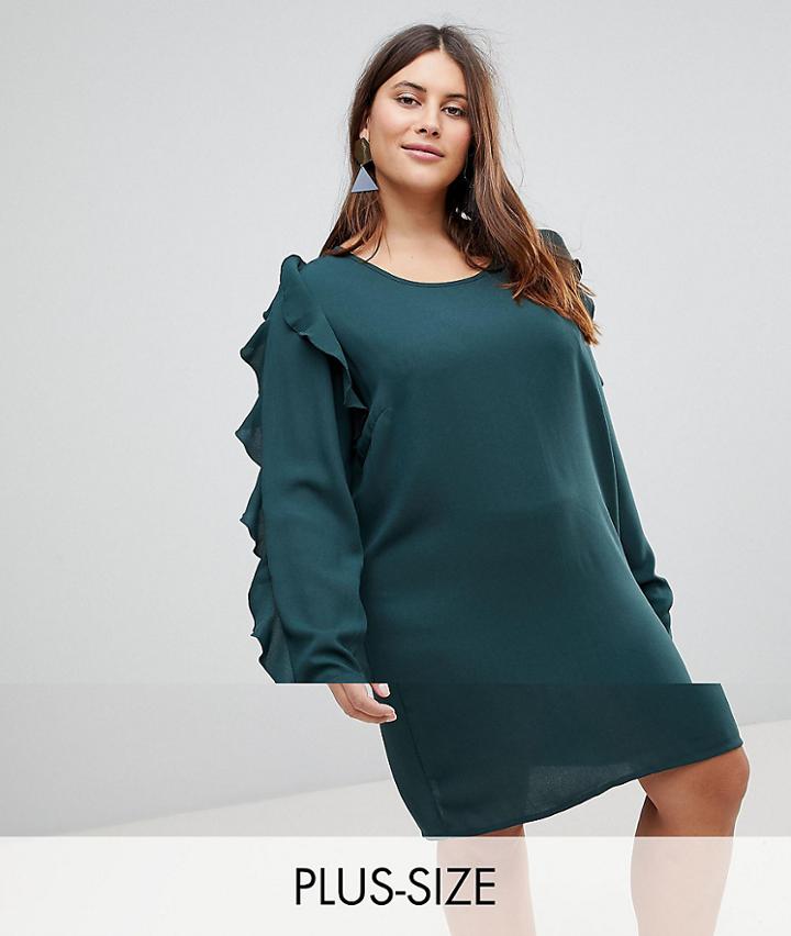 Junarose Frill Sleeve Shift Dress - Green