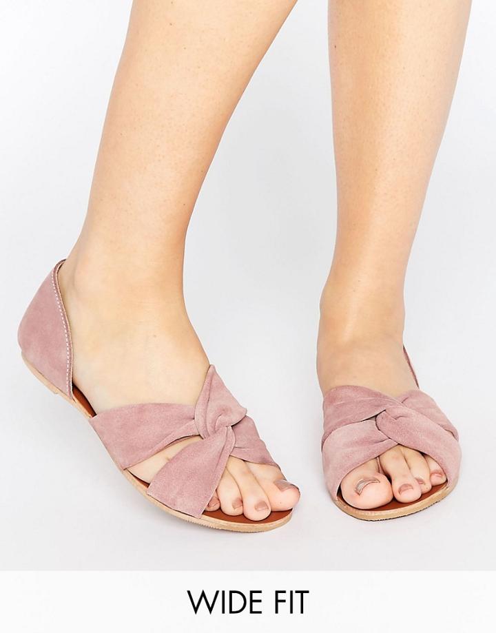 Asos Jerico Wide Fit Suede Knot Summer Shoes - Beige