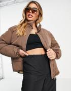 Sixth June Oversized Puffer Coat With Contrast Lining-brown