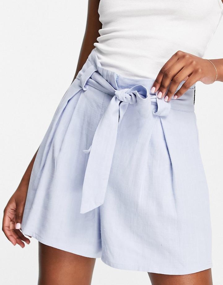 Nobody's Child Tie Waist Coordinating City Shorts In Baby Blue-blues