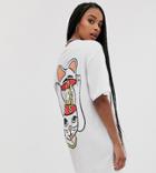 Crooked Tongues Oversized T-shirt With Cat Back Print - Green