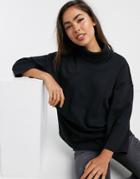 Asos Design Structured Oversized Top With High Neck In Black