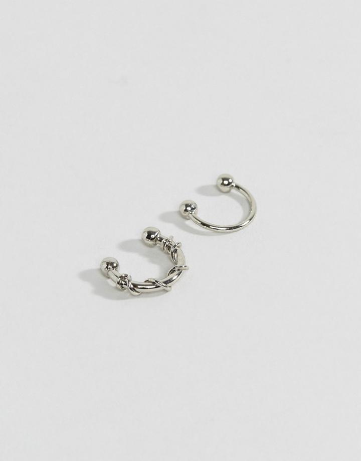 Asos Pack Of 2 Faux Nose Rings - Silver