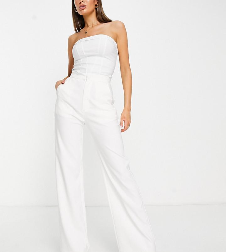 Saint Genies High Waist Flare Leg Pants In White