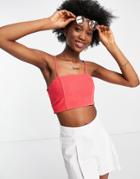 In The Style Strappy Crop Top In Coral-green