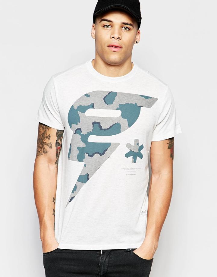 G-star T-shirt Oranium Crewneck G Camo Print In White Heather - Milk Htr