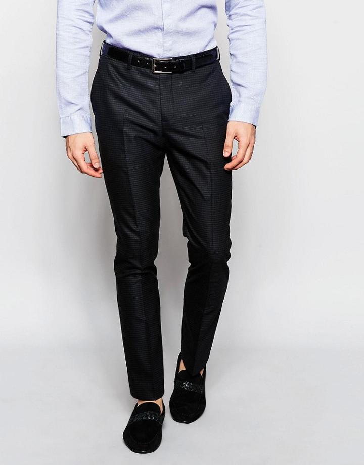 Selected Homme Skinny Check Suit Pants With Stretch - Black
