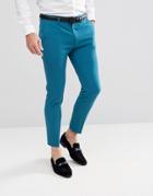 Asos Super Skinny Crop Smart Pants In Teal - Blue
