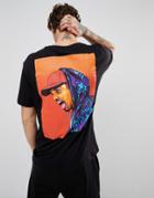 Bershka T-shirt With Back Print In Black - Black