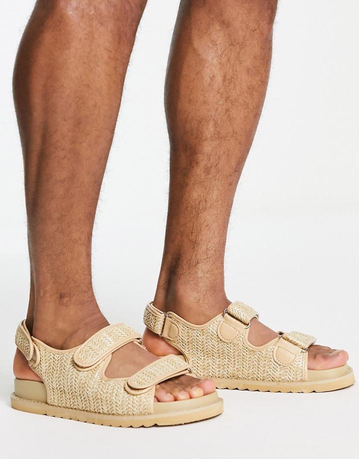 Asos Design Sandals In Natural Fabric-neutral