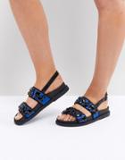 Asos Ferris Embellished Flat Sandals - Blue