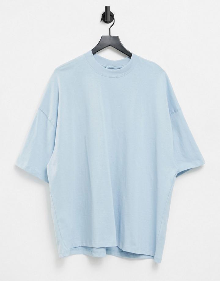 Topman Oversized High Neck T-shirt In Blue-blues