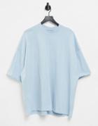 Topman Oversized High Neck T-shirt In Blue-blues