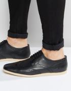 Base London Shore Leather Brogue Shoe - Black