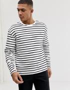 Farah Bain Long Sleeve Stripe T-shirt In Off White - White