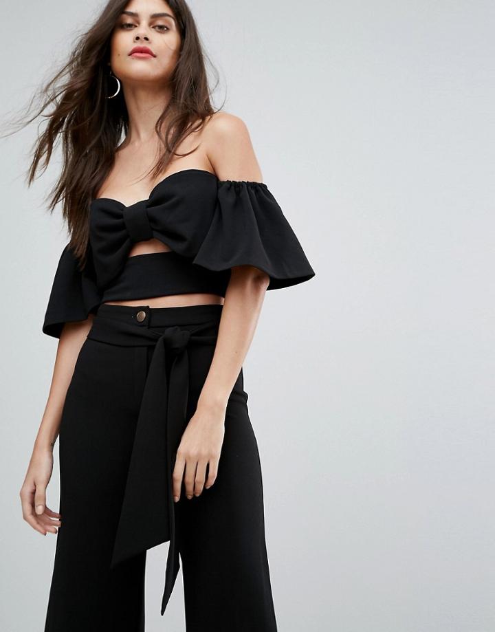 Non-blonde Bow Detail Top - Black