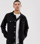 Soul Star Slim Fit Denim Jacket In Black Wash - Black