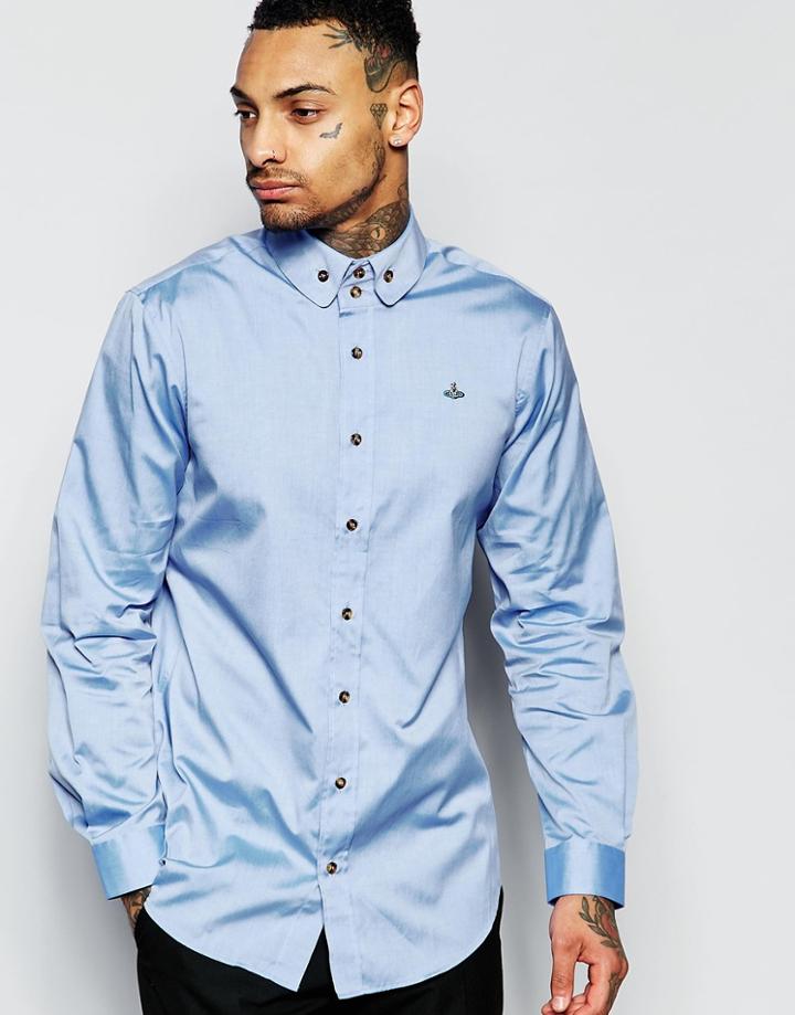 Vivienne Westwood Oxford Shirt In Regular Fit - Blue