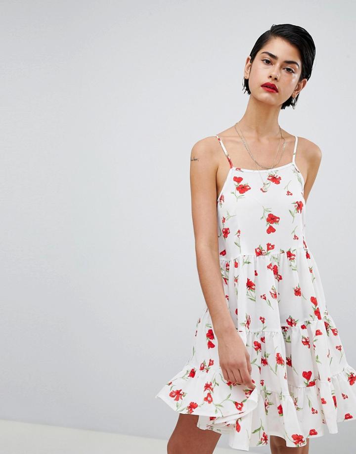 Missguided Cami Strap Floral Smock Dress - Red