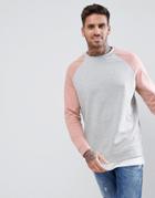 Asos Sweatshirt With Contrast Arms In Pink - Pink
