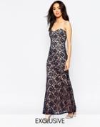 Lipstick Boutique Petite Bandeau Lace Maxi Dress - Navy