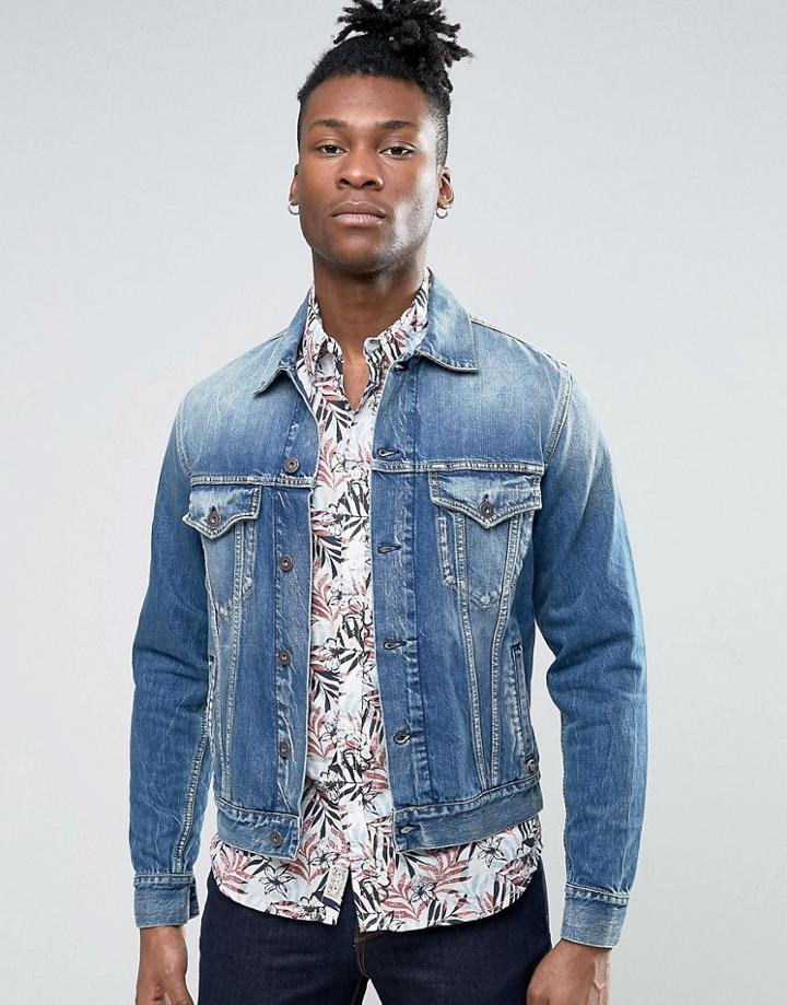 Pepe Jeans Mid Wash Denim Jacket - Blue