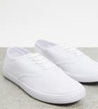 Asos Design Wide Fit Oxford Plimsolls In White Canvas