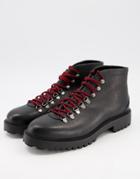 Walk London Sean Low Hiker Boots In Black Leather
