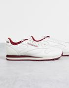 Reebok Classic Leather Sneakers In Chalk And Burgundy-white
