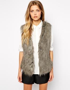 Vila Faux Fur Gilet - Light Gray Melange