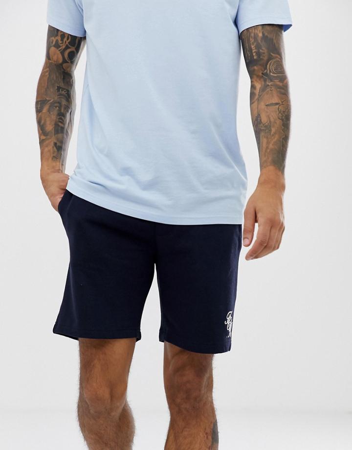 French Connection Script Logo Jersey Shorts-navy