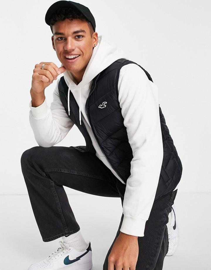 Hollister Icon Logo Puffer Vest In Black