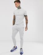 Asos Design Two-piece Skinny Sweatpants With Ma1 Pocket In White Marl