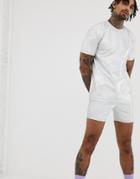 Asos Design Two-piece Megging Shorts In Iridescent Metallic Silver - Gray