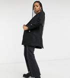New Look Tall Soft Textured Oversized Blazer Coat In Black