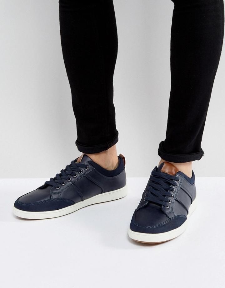 New Look Lace Up Sneakers In Navy - Navy