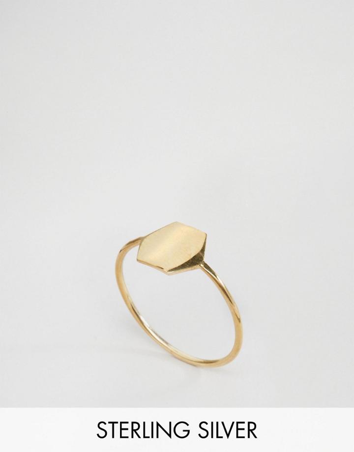 Asos Gold Plated Sterling Silver Plated Hexagon Ring - Gold