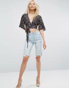 Arrive Destructed Bermuda Denim Shorts - Blue